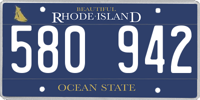 RI license plate 580942