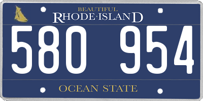 RI license plate 580954