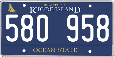 RI license plate 580958