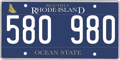 RI license plate 580980