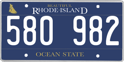 RI license plate 580982