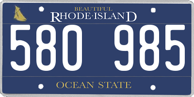 RI license plate 580985