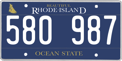 RI license plate 580987