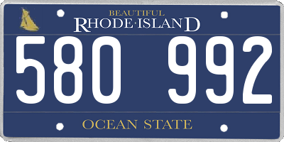 RI license plate 580992
