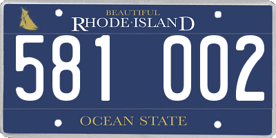 RI license plate 581002