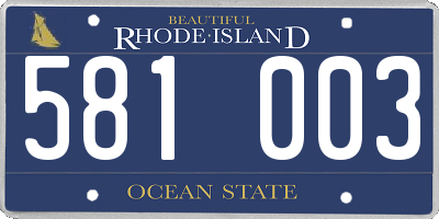 RI license plate 581003
