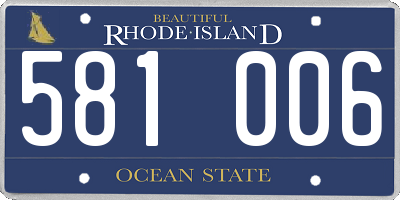 RI license plate 581006