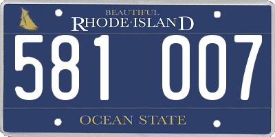 RI license plate 581007