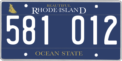 RI license plate 581012