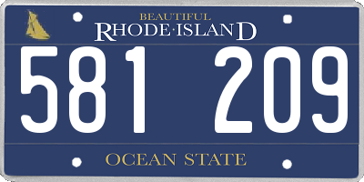 RI license plate 581209