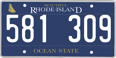RI license plate 581309