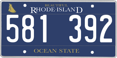 RI license plate 581392