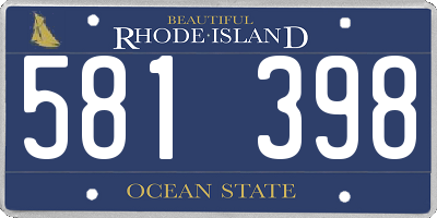 RI license plate 581398
