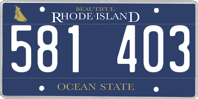 RI license plate 581403