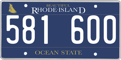 RI license plate 581600
