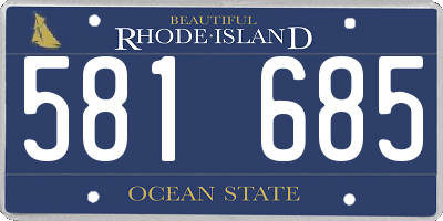 RI license plate 581685