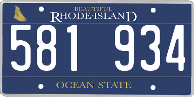 RI license plate 581934