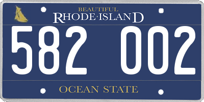 RI license plate 582002