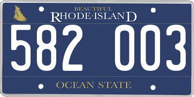 RI license plate 582003