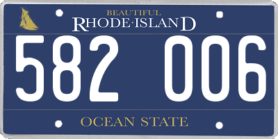 RI license plate 582006