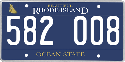 RI license plate 582008