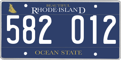 RI license plate 582012