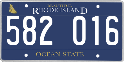 RI license plate 582016