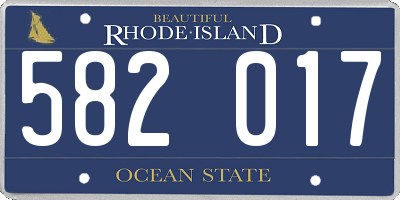 RI license plate 582017