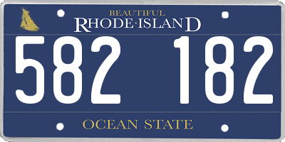 RI license plate 582182