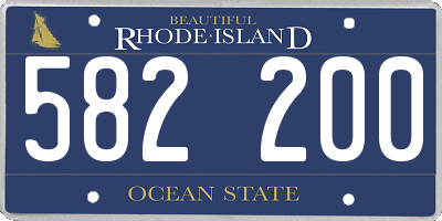 RI license plate 582200