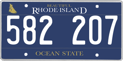 RI license plate 582207