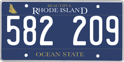 RI license plate 582209