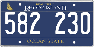 RI license plate 582230