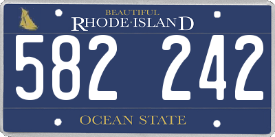 RI license plate 582242