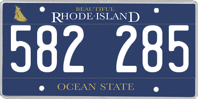 RI license plate 582285
