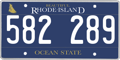 RI license plate 582289