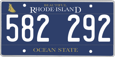 RI license plate 582292