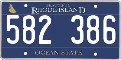 RI license plate 582386