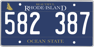 RI license plate 582387