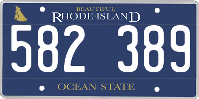 RI license plate 582389