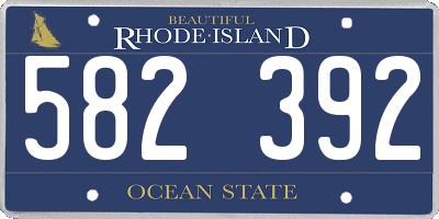 RI license plate 582392