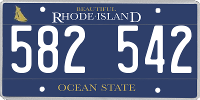 RI license plate 582542