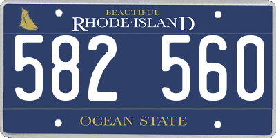 RI license plate 582560