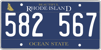 RI license plate 582567