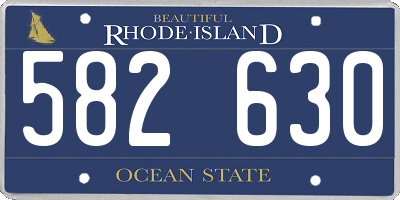 RI license plate 582630