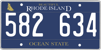 RI license plate 582634