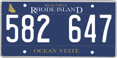 RI license plate 582647