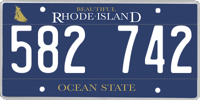 RI license plate 582742