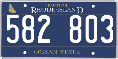 RI license plate 582803