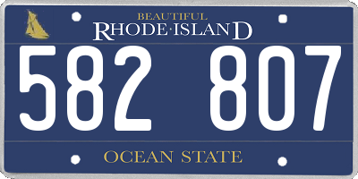 RI license plate 582807